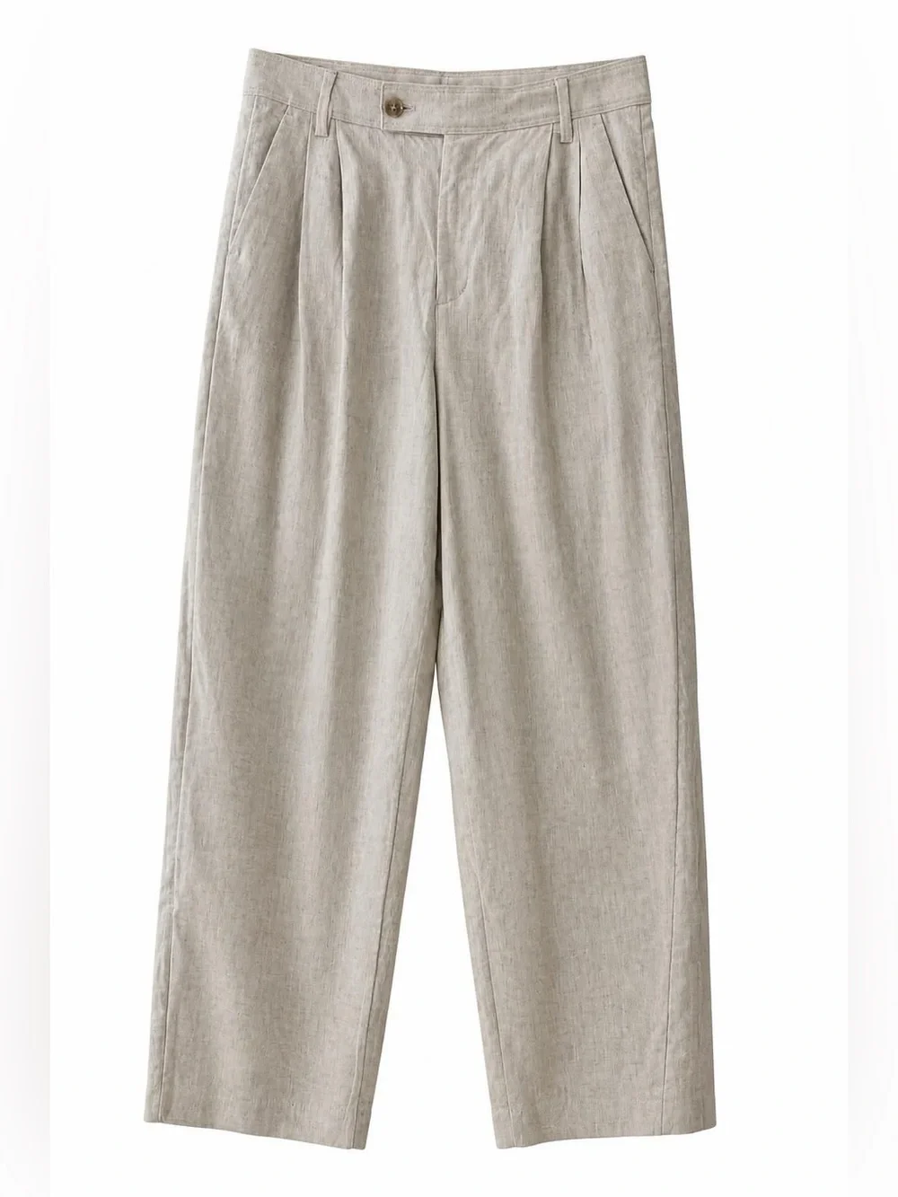 Women’s Wide-Leg Linen Blend Pants in Light Beige